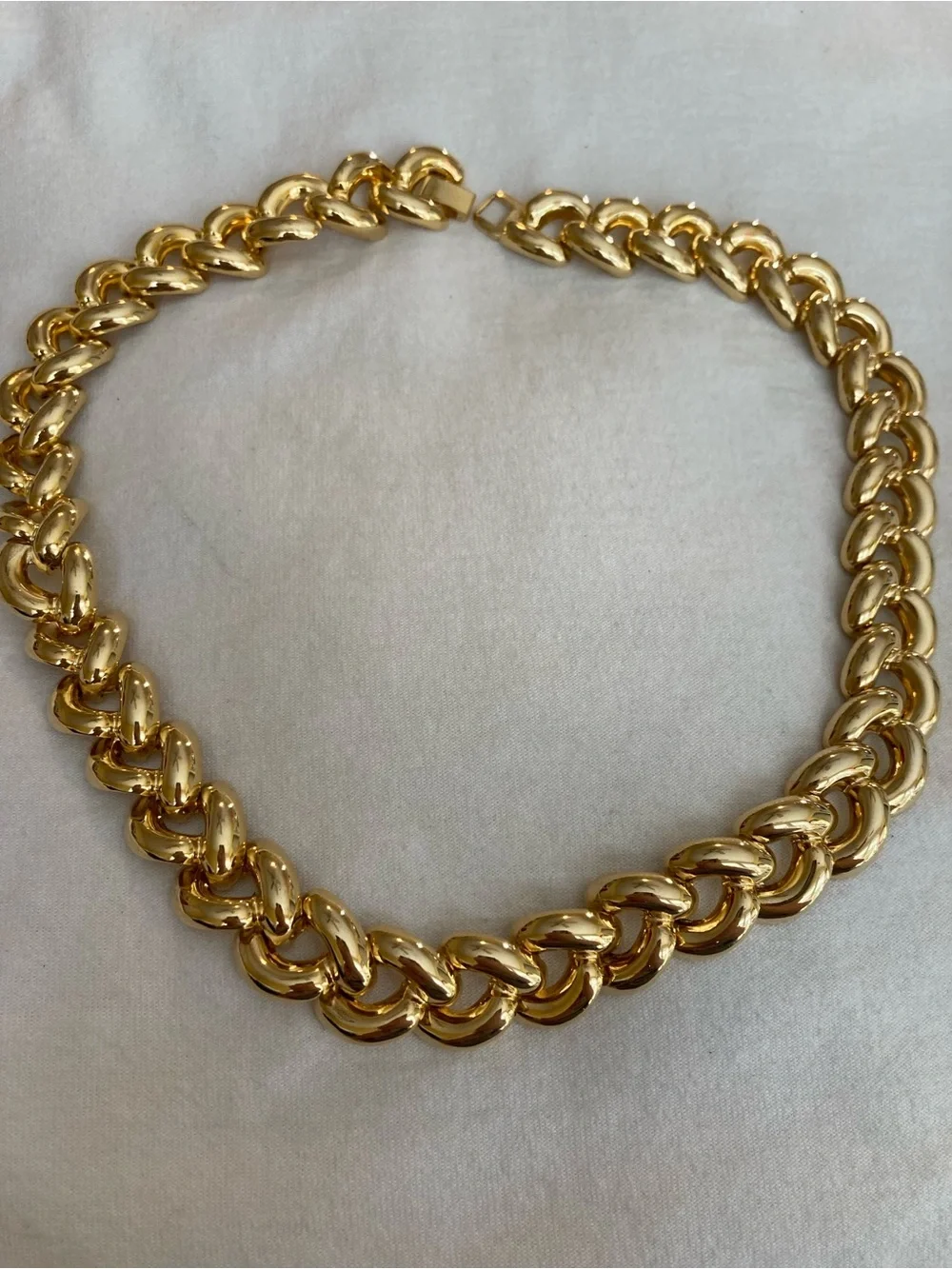 Chunky Statement Gold Tone Link Necklace